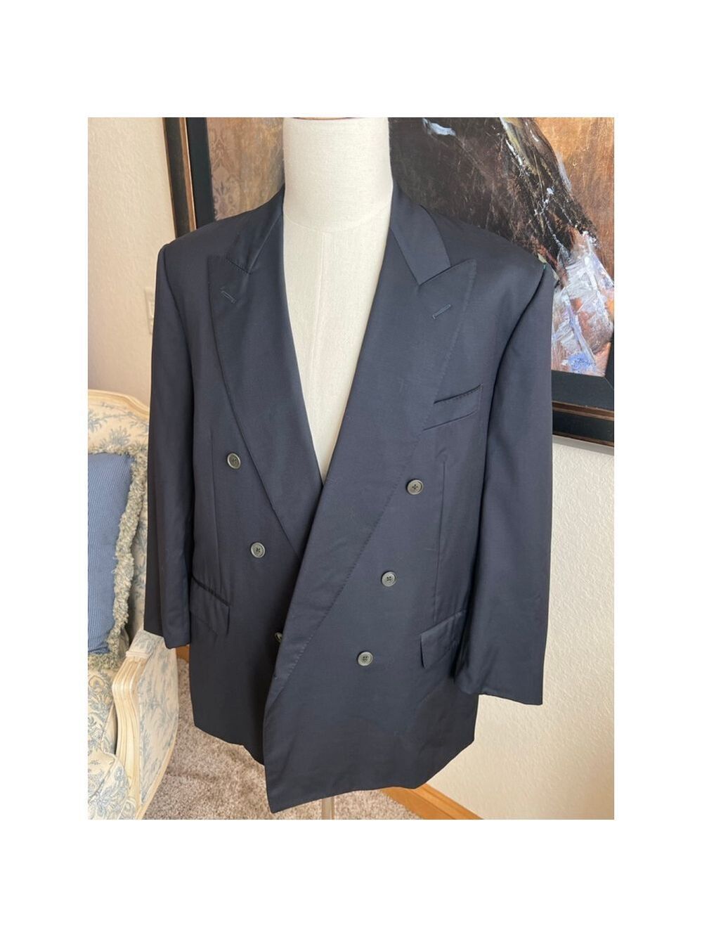 Men's Ermenegildo Zegna Navy Double Breasted Blazer 48R US/58R IT